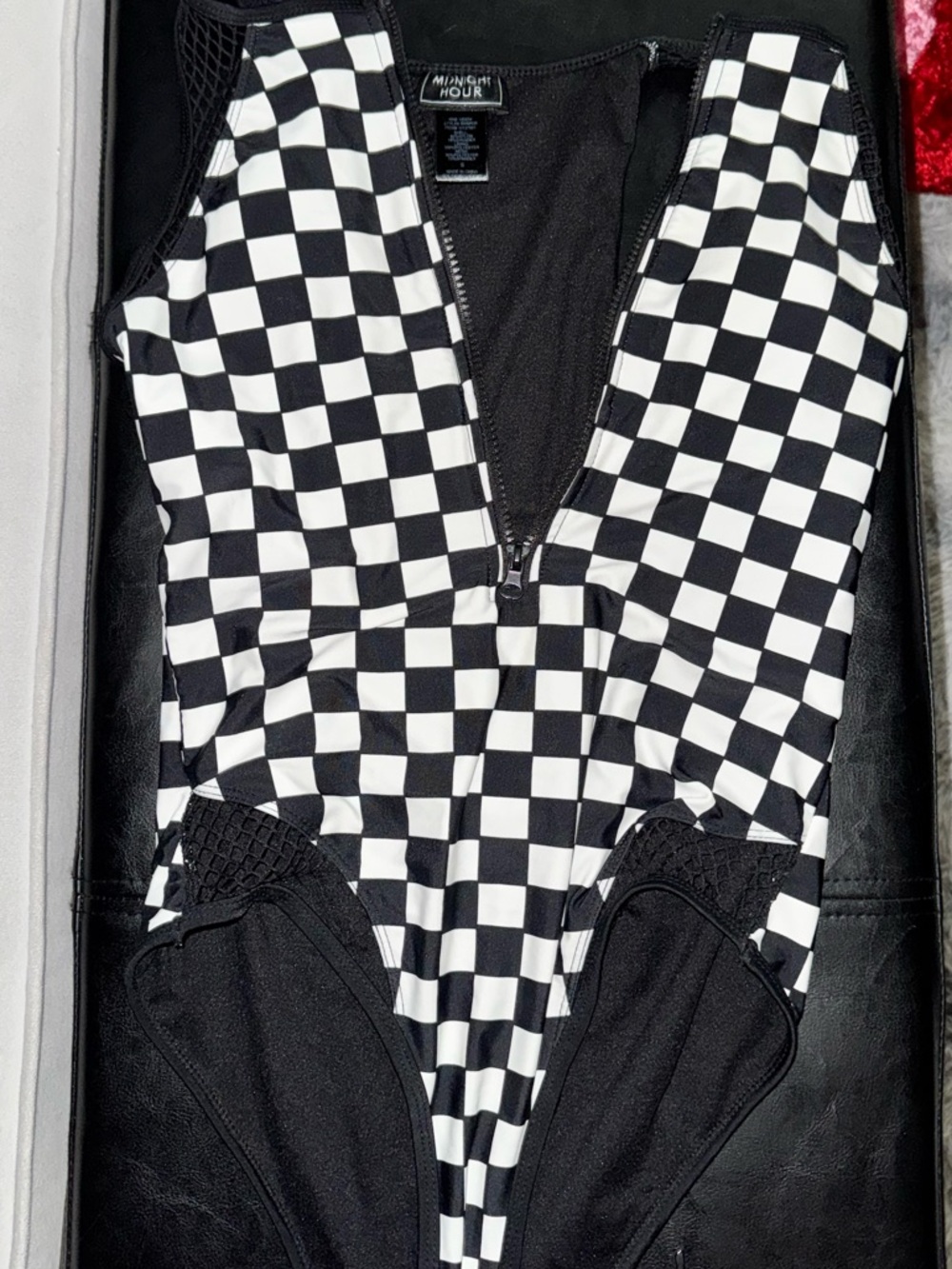 Checkered one piece swimsuit